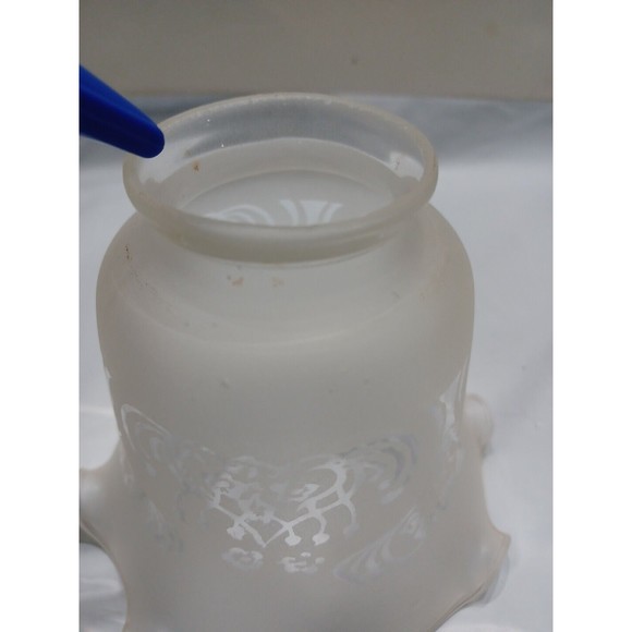 Replacement Vintage Glass Lamp Shade with Furled Top Edge & Frosted 2" Opening - Picture 13 of 15